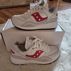 Saucony Shadow 6000 White and Red Sneakers